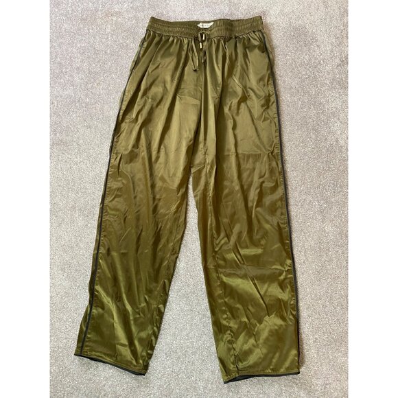 Abercrombie & Fitch Olive Green Satin Track Pants Polyester & Elastane Small - Picture 1 of 10